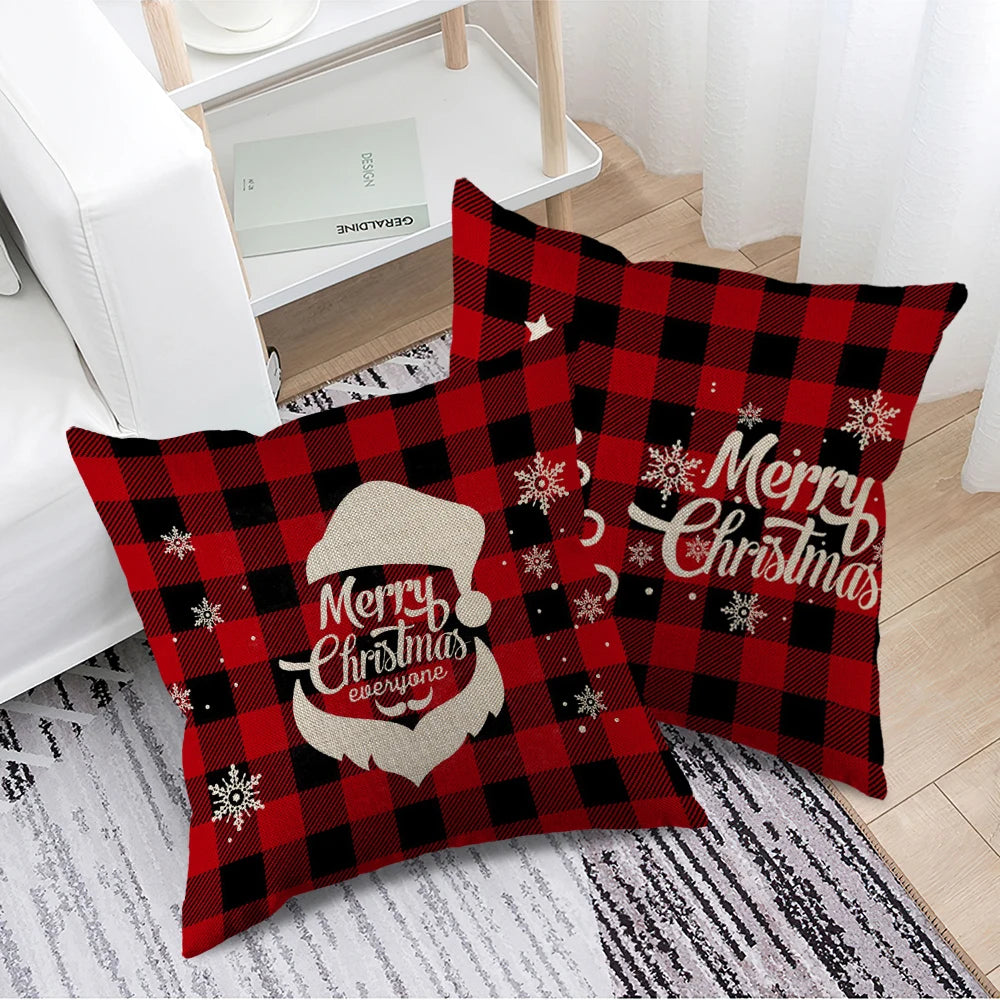 Red Stripe Merry Christmas Pillowcases Sofa Cushion Cover Linen Pillowslip House Indoor Home Decoration Throw Pillow Cover