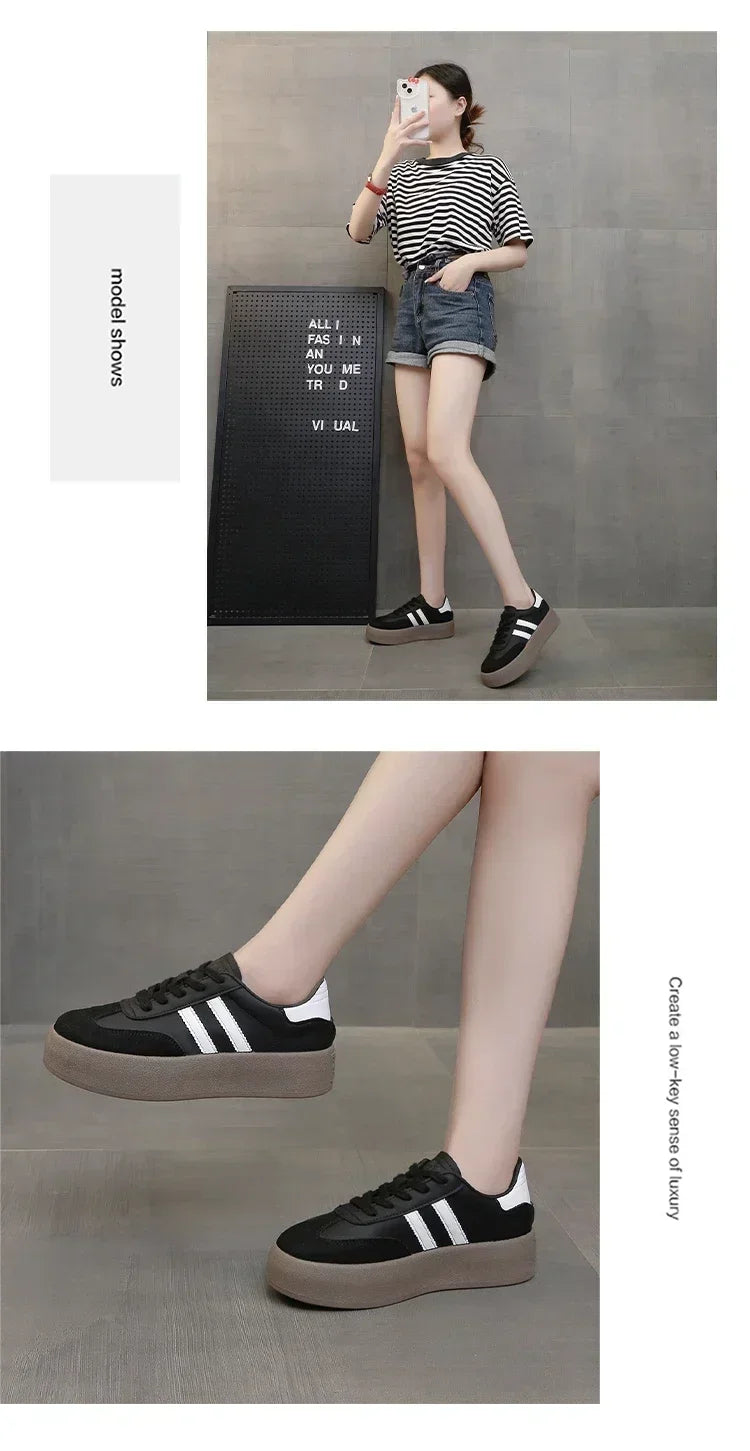 RWHK 205 Damen Sneaker Casual Plateau - 3cm Gummi PU