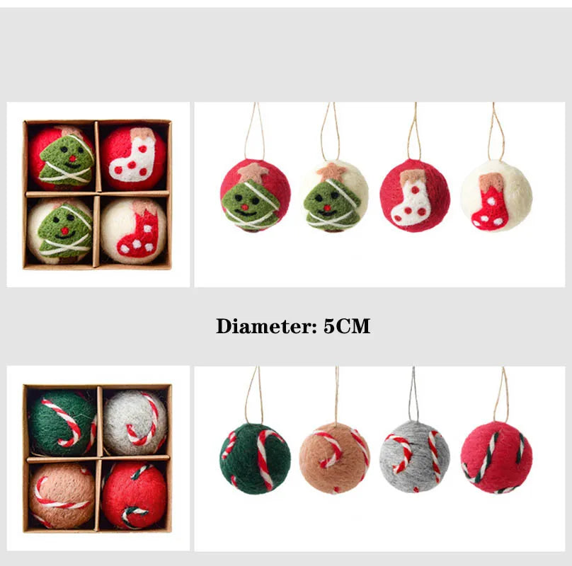 4Pcs Filz Kugeln Handgefertigt - Durchmesser 5 cm, Material Filz, Stückzahl 4