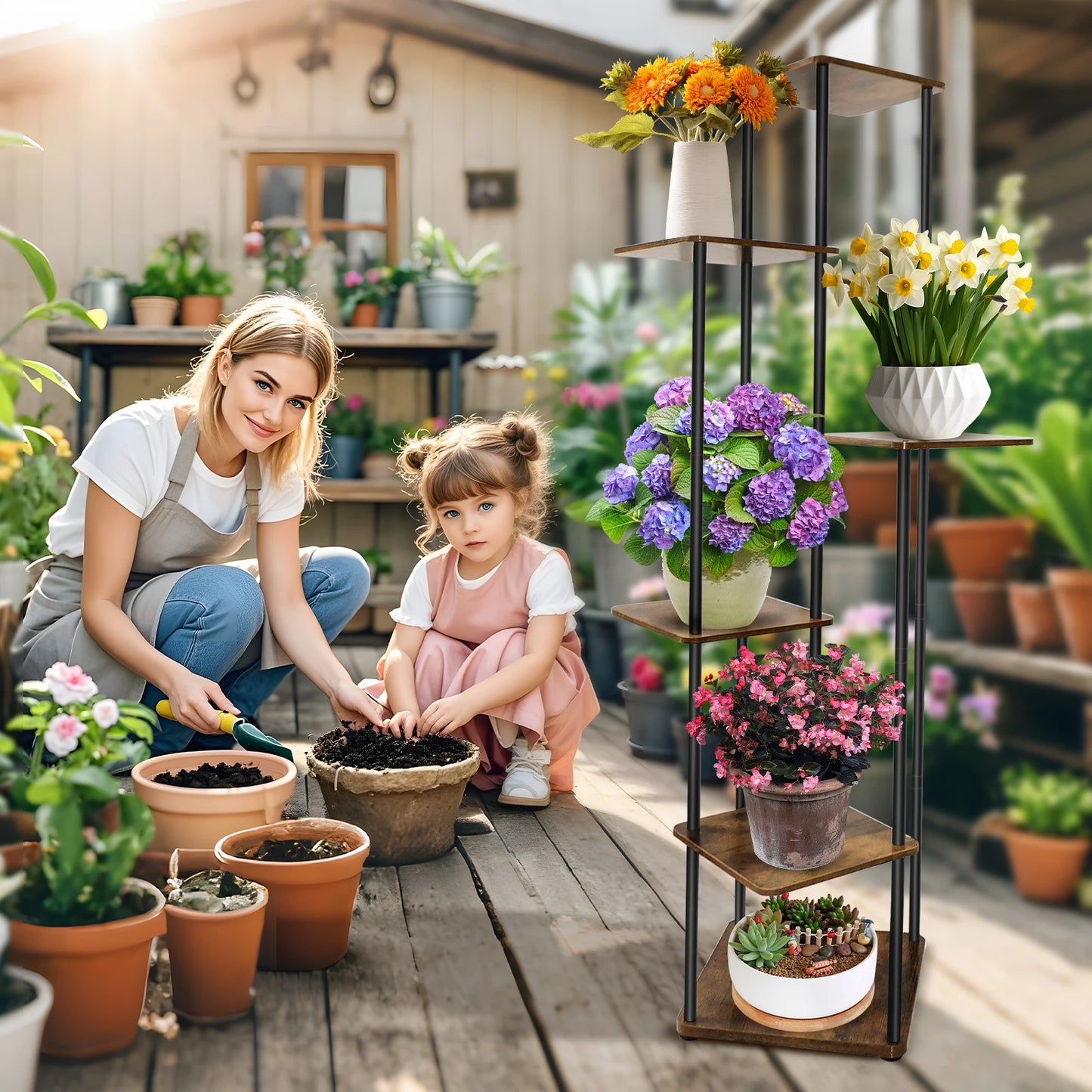 NatureLine Pflanzenständer 4 Bis 6-Stufig Metall Innen 80-132 cm