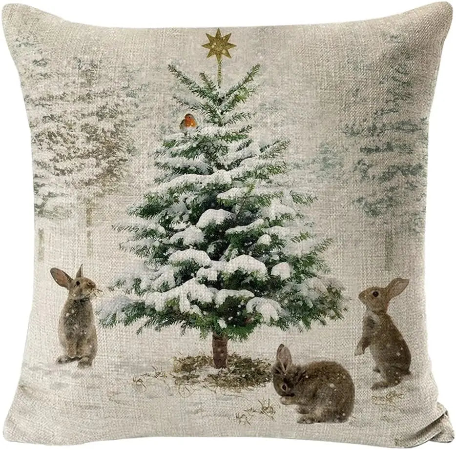 Christmas Decoration Pillow Cover 40 X40cm Animal Snowman Cushion Cover Square Pillowcase, Sofa Bedroom Decoration Gift