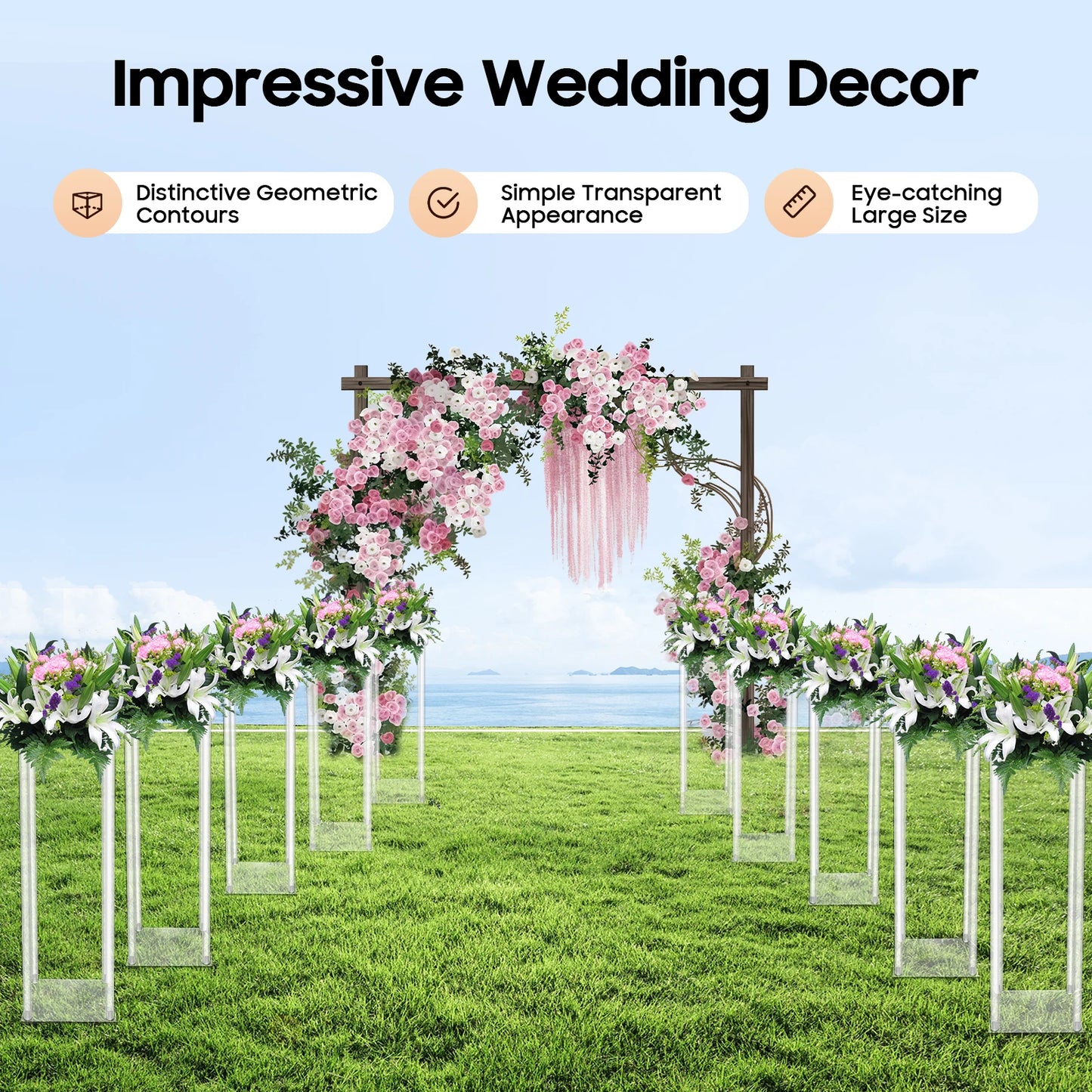 CNCEST Acryl-Blumenständer 20x20x60 cm Set aus 10 Stück