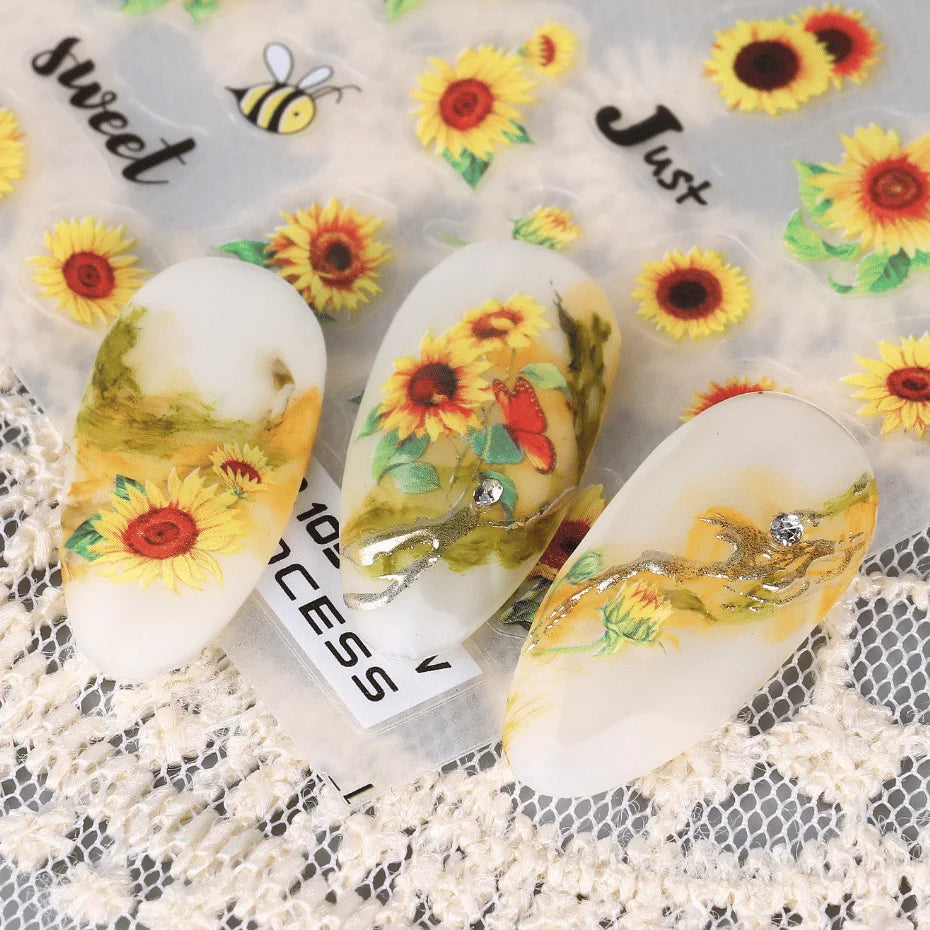 SWEET TREND JINO 3D Blumenaufkleber - 12 Stück Matte S