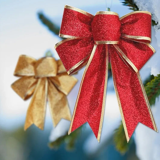 Weihnachten Schleife Ornamente Weihnachtsbaum Glitzer Handwerk Schleife Weihnachtskranz Girlande Dekoratives Band Glänzende Schleifen Weihnachtsdekoration