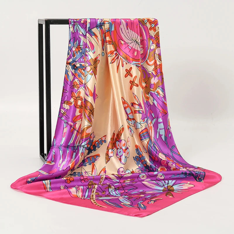 SENAIFE Satin-Schal Elegant - 90x90cm Polyester Leicht