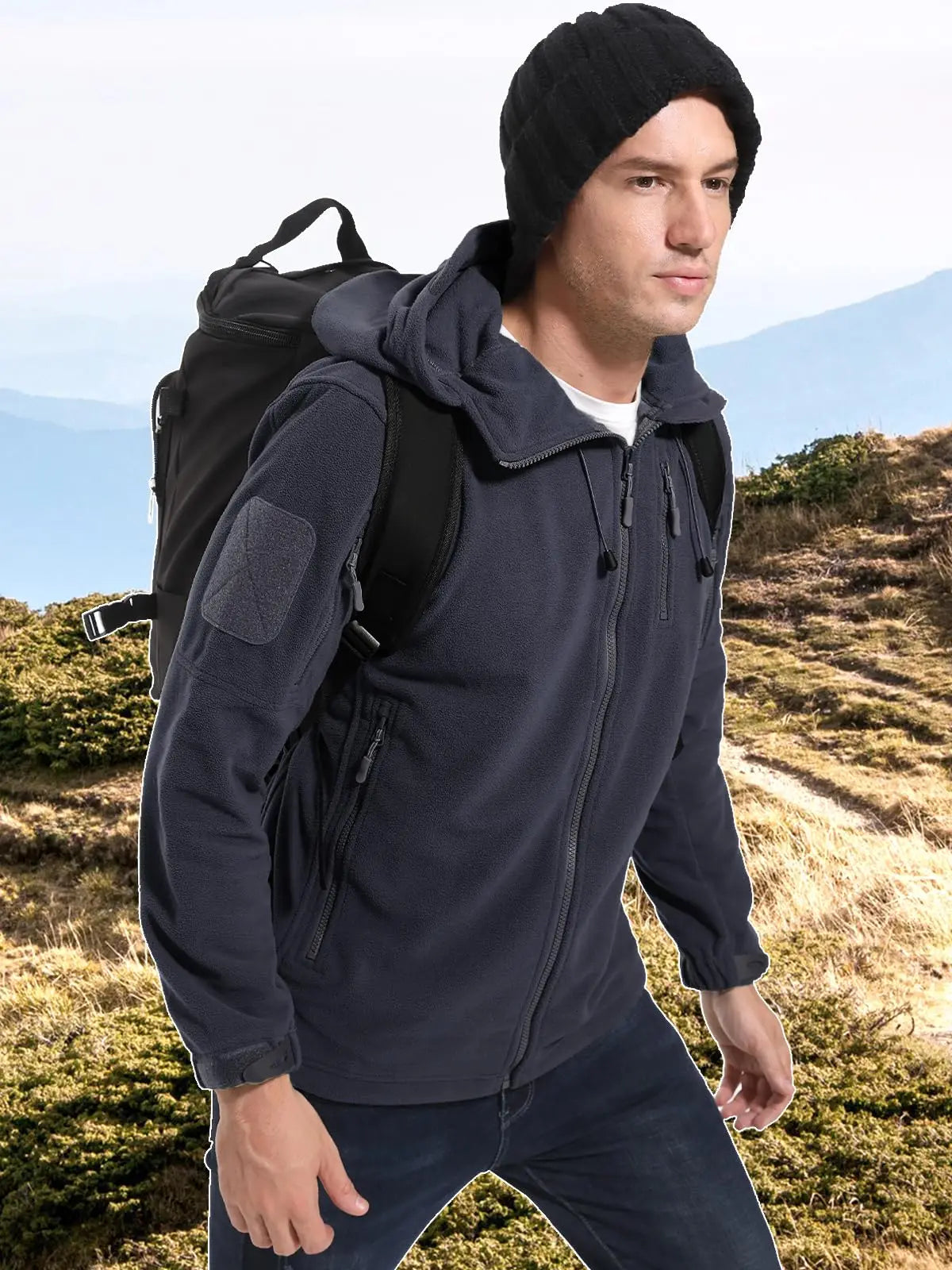 Tacvasen Kapuzen-Fleecejacke - winddicht, warm, Gr. S-XXL