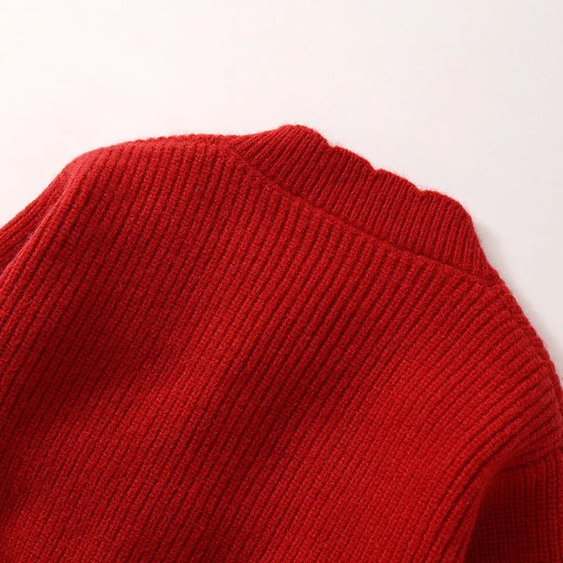 V-TREECN Roter Strickcardigan - Gr 3-6Y Polyester O-Kragen