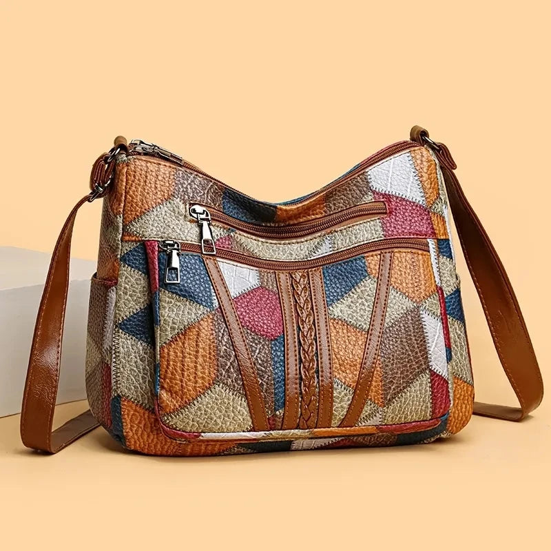 Geantă de mână elegantă pentru femei, geantă de umăr cu mai multe buzunare, geantă retro Crossbody, pentru zi cu zi