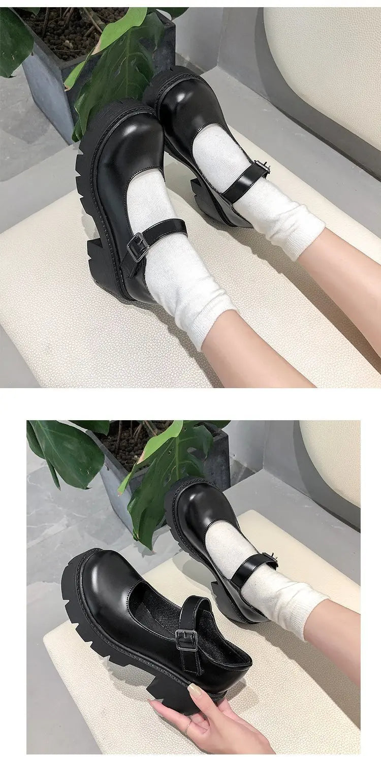 Frauen Schuhe 2025 - Neue Mädchen Lolita Schuhe Leder Herz Knöchel - Mary Jane Schuhe Süß Sexy Retro British Style