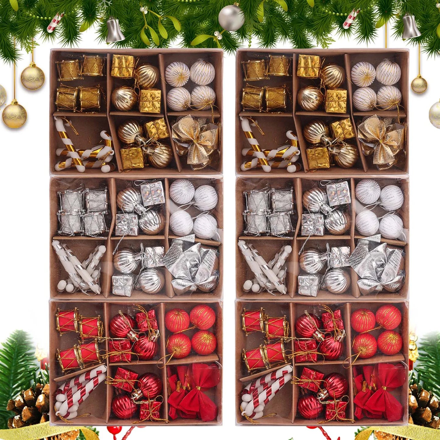 Choice Kugelset Rot-Gold Glitzer - 24 Stück, Ø2 cm