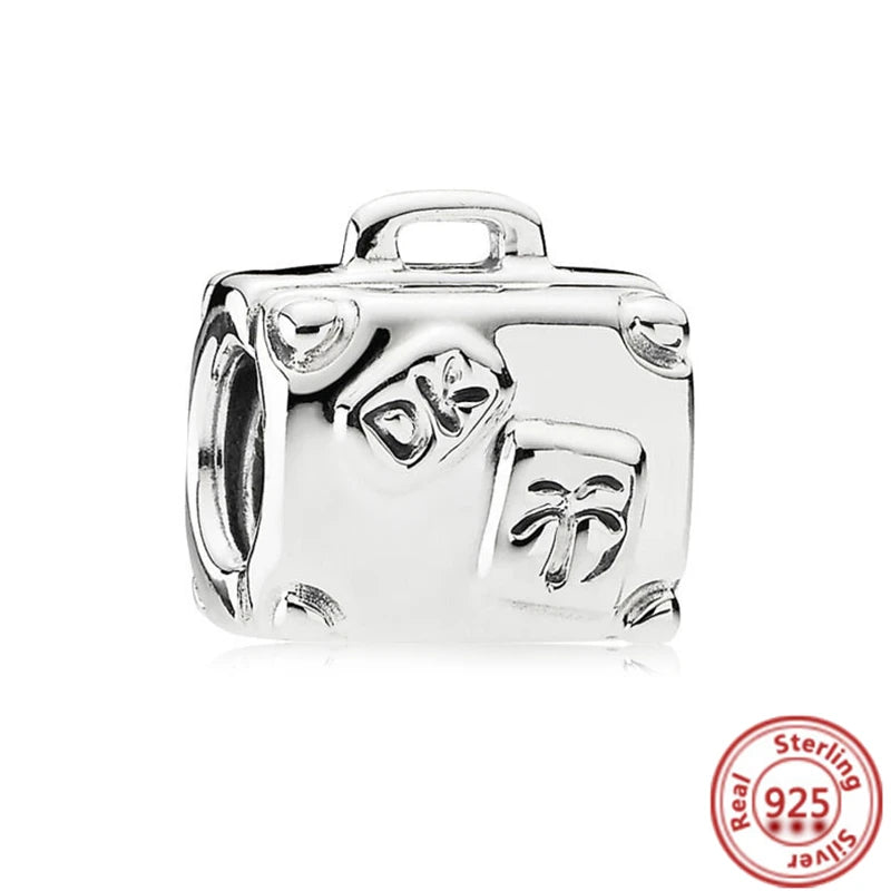 925 Silber Einkaufstasche Koffer Reisepass Handtasche Kamera Liebe Reise Leben DIY Perlen für Original Pantaro Charms Armband Schmuck