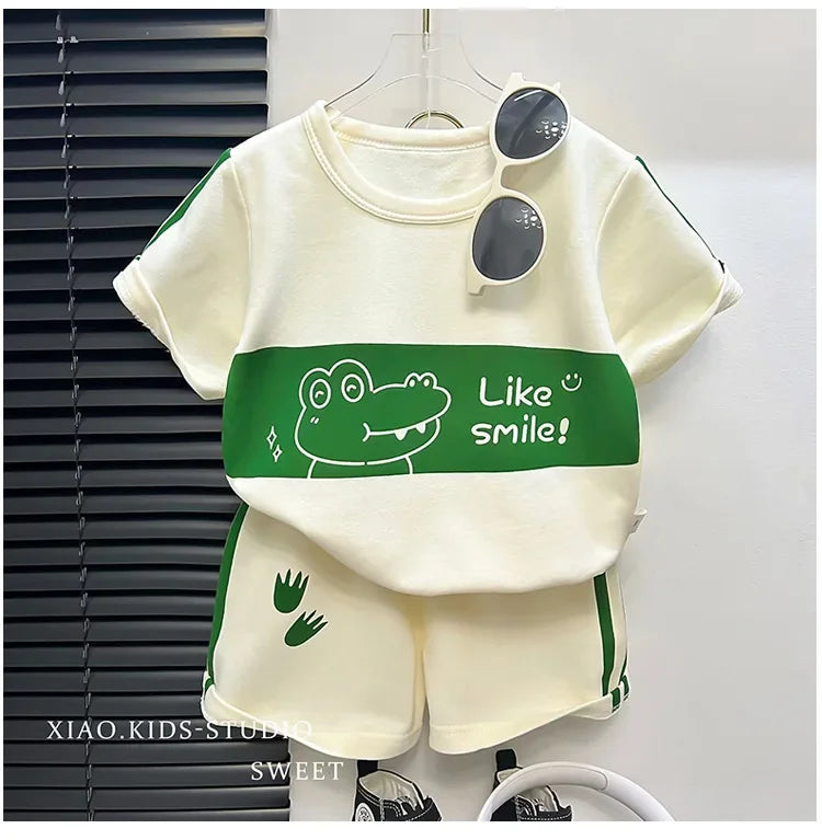 Sonkpuel Baby Set Gestreift Kurzarm - Baumwolle 1-3J 2Tlg