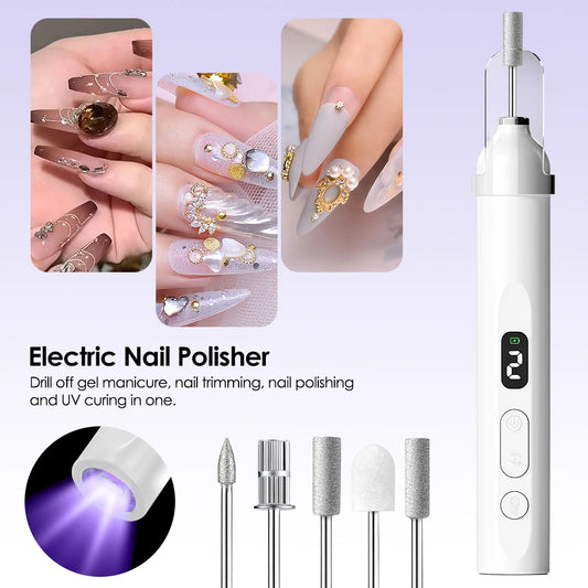 Wireless Electric Nail Polisher Drill Bits Nails Grinding Polishing Dead Skin Removal Art Sanding File Pen Manicure Machine