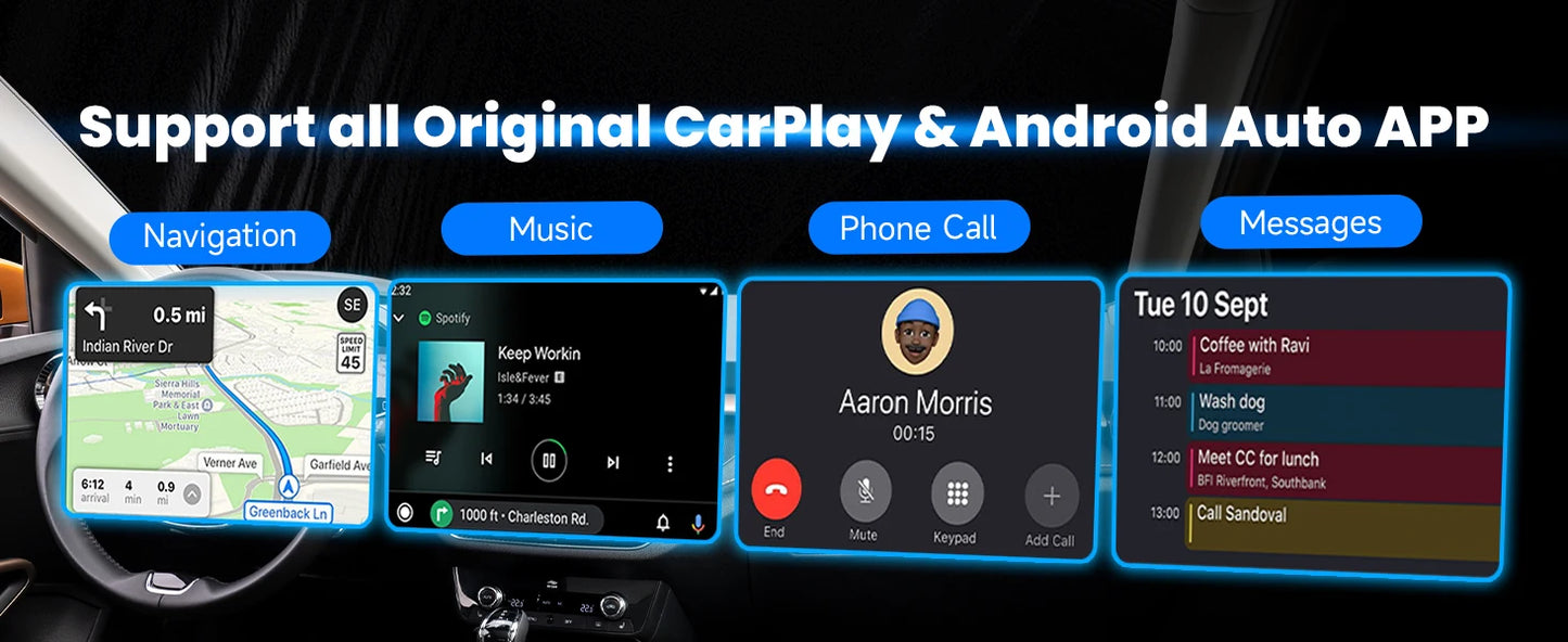 Spedal 2in1 CarPlay Android Auto Kabellos - Plug 5V Mini