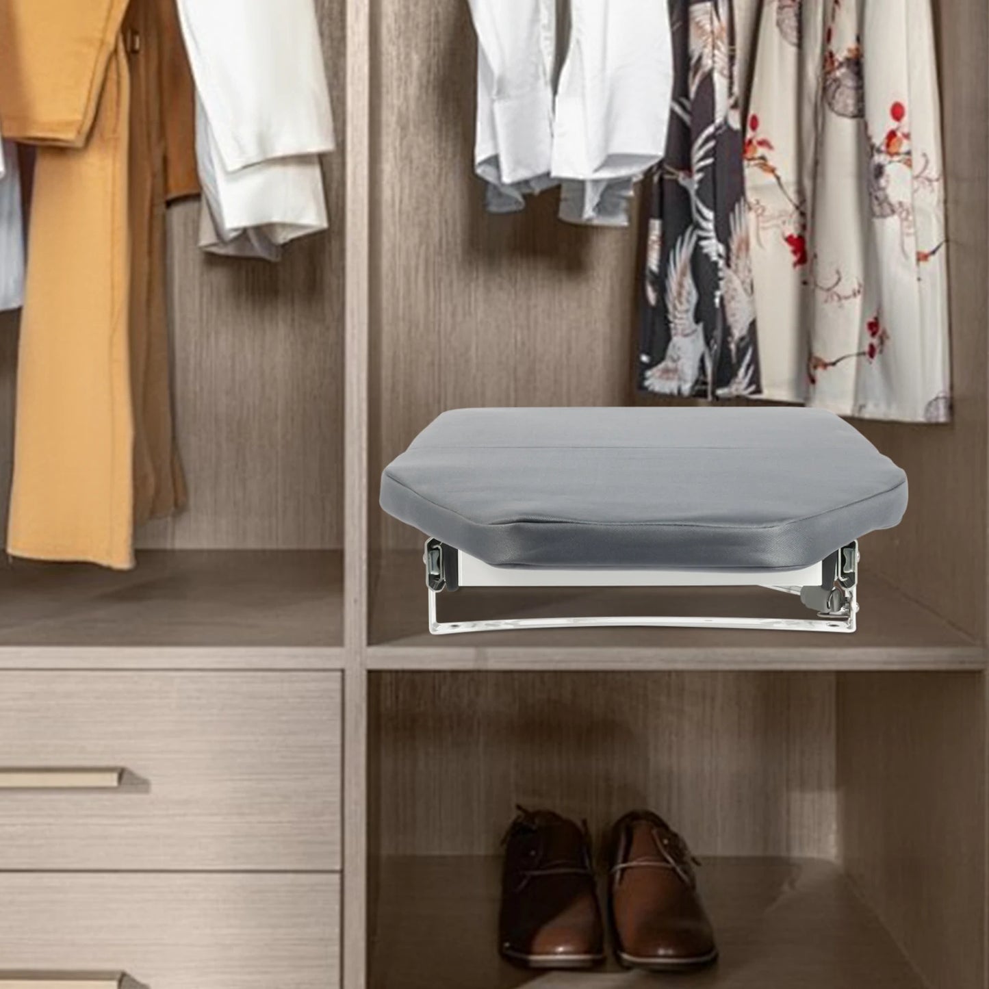 Faltbarer Bügelbrett-Schrank Grau 180 ° Rotation Pull-out Folding Für Verschiedene Kleidungsstücke
