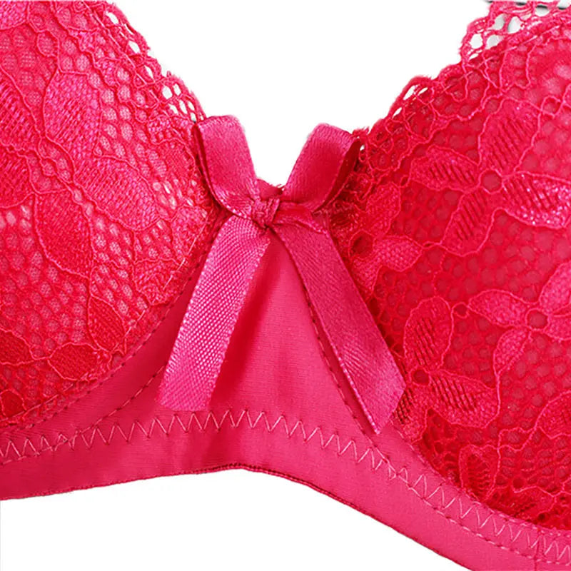 BH 2025: Ladies Sexy Lace Push Up Bra with Underwire Bow Bralette - Female Underwear Lingerie Adjustable Straps Gathered Brassiere 2024 Collection