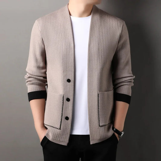 CN Cardigan Einfarbig - V-Ausschnitt, Polyester, Einreihiger Verschluss