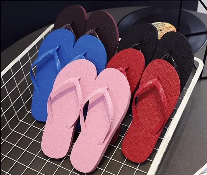Women Summer Slippers Solid Beach Flip Flops Anti-slip Slipper Casual Shoes Home Shoes Women Simple Comfortable Beach Shoe