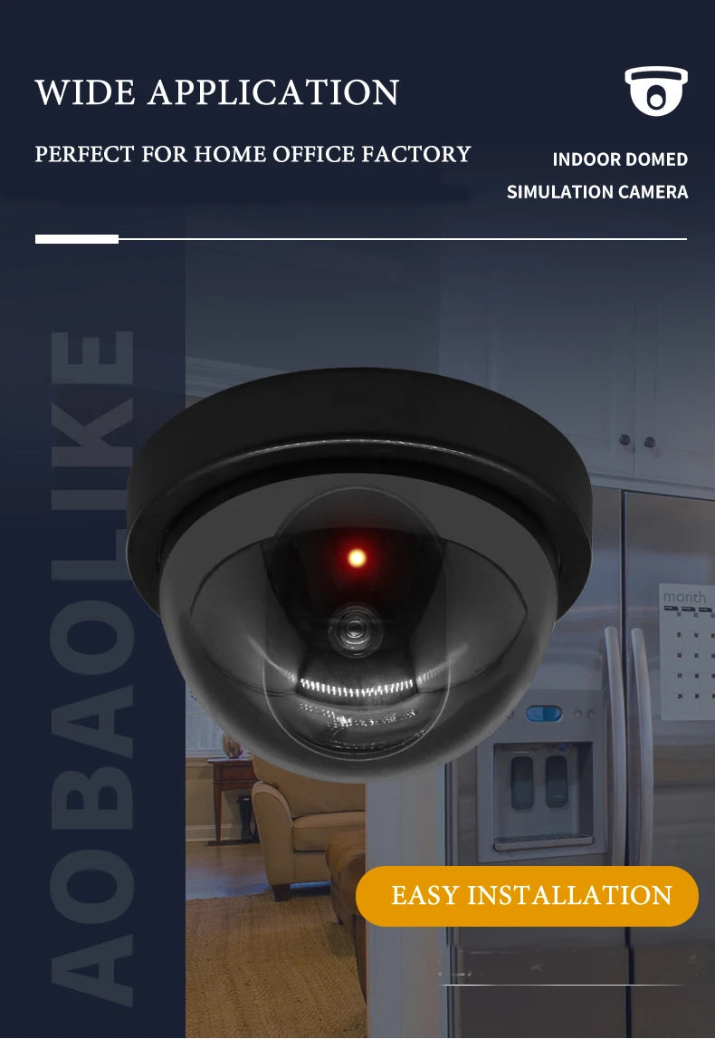 Attrappe-Kamera 2025: Creative Black Plastic Dome CCTV - Flashing LED Fake Camera AA Battery Collection