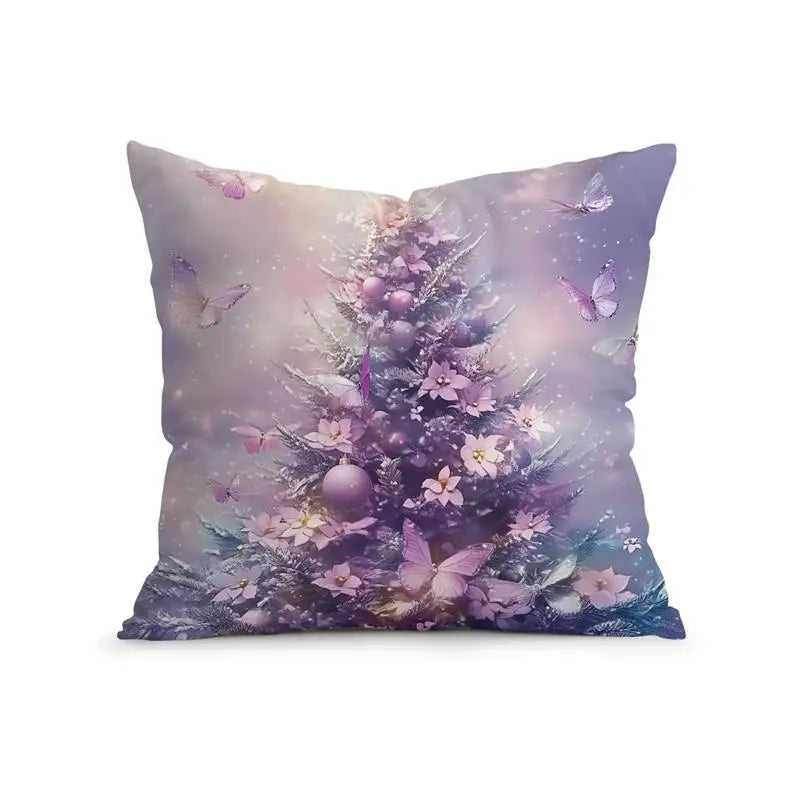 Purple Christmas Decoration Cushion Pillowcase Printed Polyester 45x45cm Throw Pillowcover Decorative Sofa Cushion Pillowslip