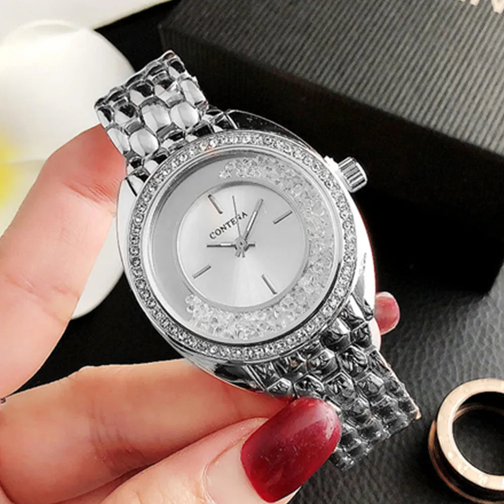Luxury Rhinestone Rose Gold Women Watches Top Brand Stainless Steel Ladies Quartz Wristwatches Fashion Watches Women Reloj Mujer