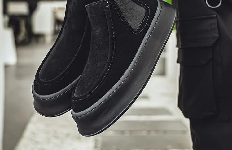 Ghete Chelsea Shangkaka cu platformă, croială înaltă - Mărimea 44, Înălțimea tocului 2 cm, Înălțimea gleznei