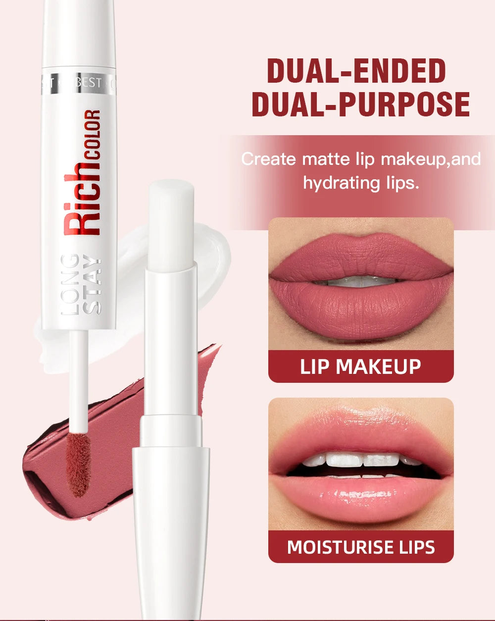 Double Head Matte Liquid Lipstick & Lip Plumper Oil Waterproof Long-Lasting Makeup Lip Balm Reduce Fine Lines Lipgloss Cosmetics