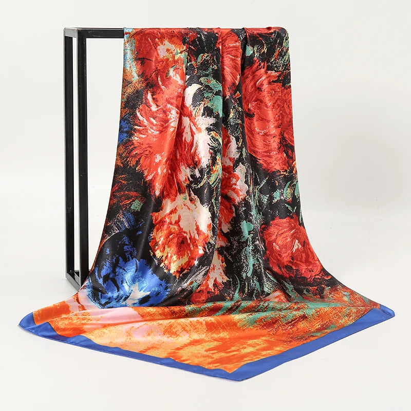 SENAIFE Satin-Schal Elegant - 90x90cm Polyester Leicht