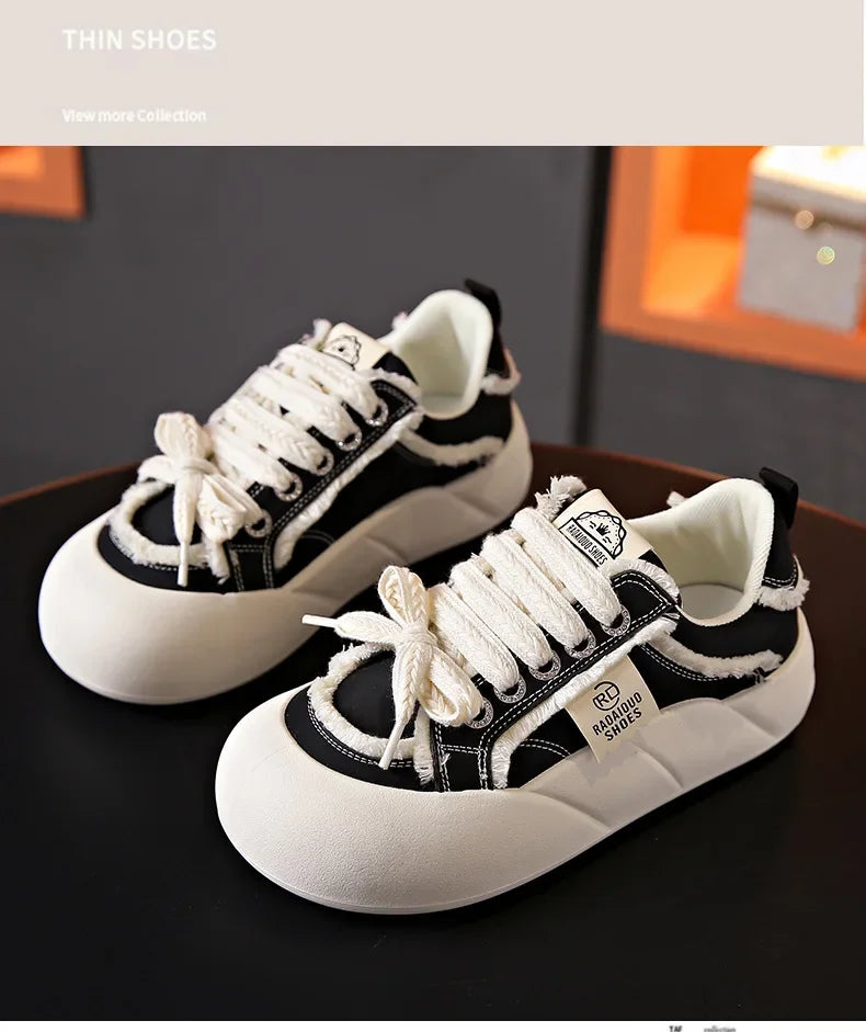 Women Flat New Wave Platform Sneakers Female Autumn New Round Toe Mixed Colors Women Casual Shoes Comfortable Breathable Loafers