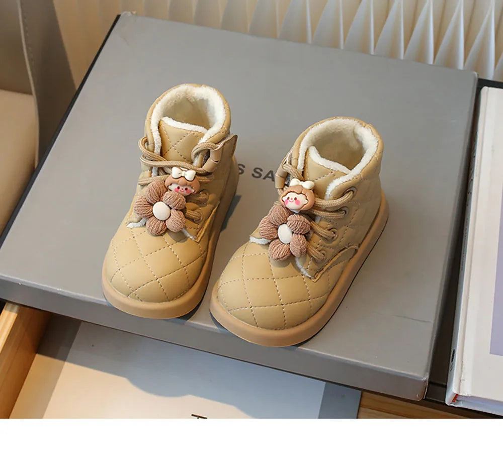 Winter Schneeschuhe für kleine Mädchen Trend Mode niedlichen karierten Mädchen Schneeschuhe Kunst pelz Baumwolle Schuhe Plüsch Mode Stiefel