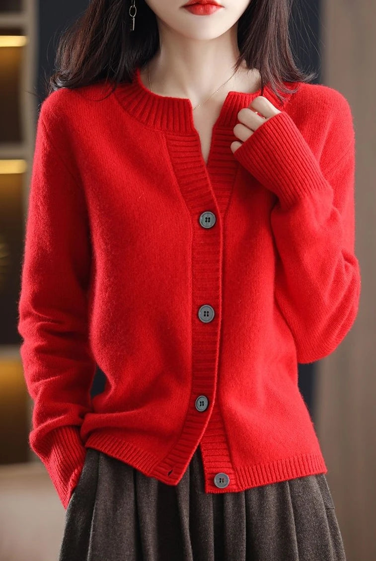 RankSweet Cardigan Winterschnitt Korean Style - Kuscheliger Strickpullover, Größe M, Gewicht 120–220 g/m²