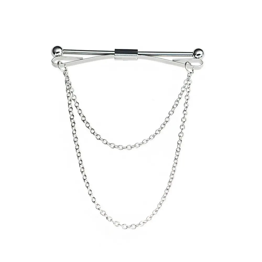 Herren Kragen Pin Krawatte Clip 2025 - Bar Kreuz Quaste Kette Hemd Kragen Pin - Hochzeit Geschenk Anzug Brosche Revers Pin Kleidung Accessories