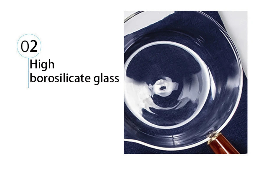 YWDL Milchtopf Glas Holzgriff - 450/650ml Antihaft Herd