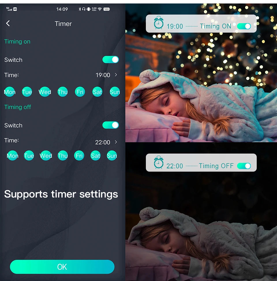 Lcamaw LED Lichterkette Bluetooth - Länge 10m/20m, USB, Wasserdicht