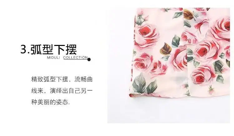 Elegant Fashion Floral Printed Bow Drawstring Chiffon Shirt Summer 2023 V-Neck Three Quarter Sleeve Slim Blouse Women's Clothing