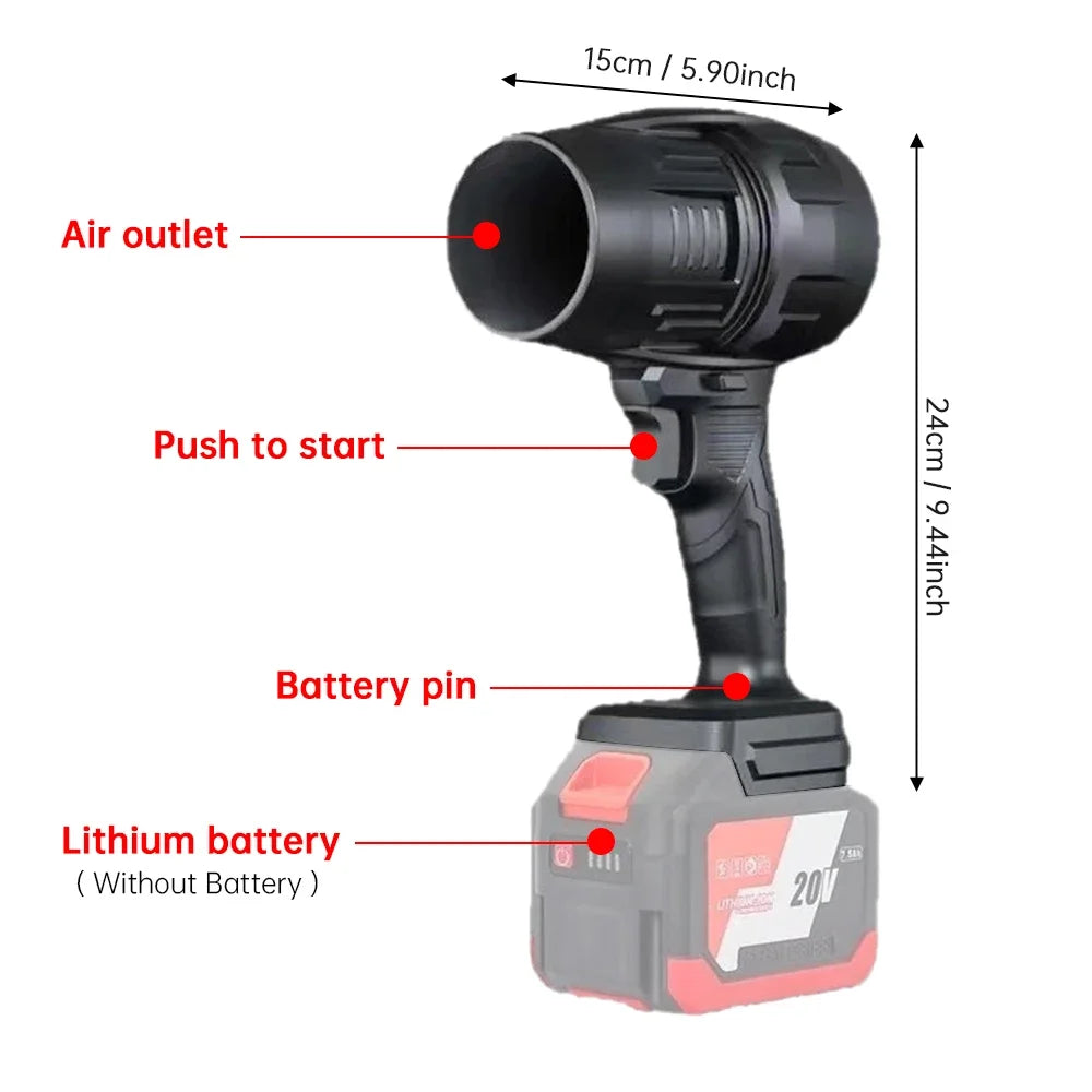 JANGKLIFE Turbo Fan Violent Air Gun Thrust Stepless Speed High Power Turbofan Leaf Blower Handheld Jet Fan for Makita Battery