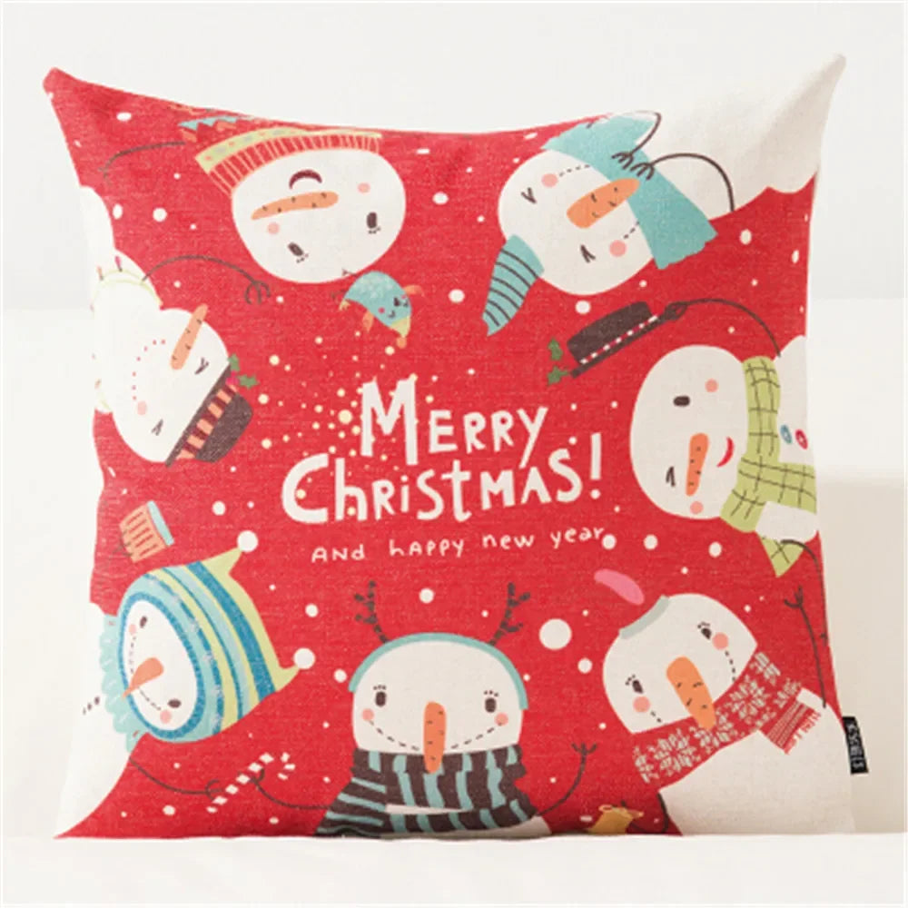 Christmas Decorations for Home Pillow Cover Decoratives Polyester Merry Christmas Snowman Snowflake Deer Pillow Cushion Cover