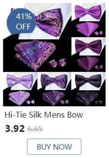 Hi-Tie Silk Mens Bow Tie Pocket Square Cufflinks Set Peach Pink Salmon Pre-tied Butterfly Knot Bowtie for Male Wedding Business