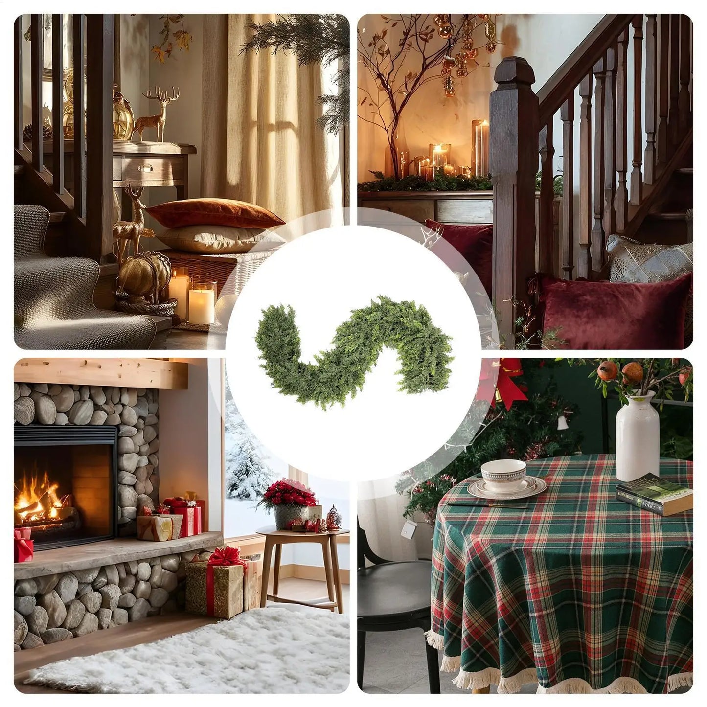 180 cm künstliche Weihnachtsgirlande aus Zedernholz, grüne Dekoration für Kamin, Treppen, Fenster, Tür, Urlaub, Party, Zuhause, Festival, Dekoration