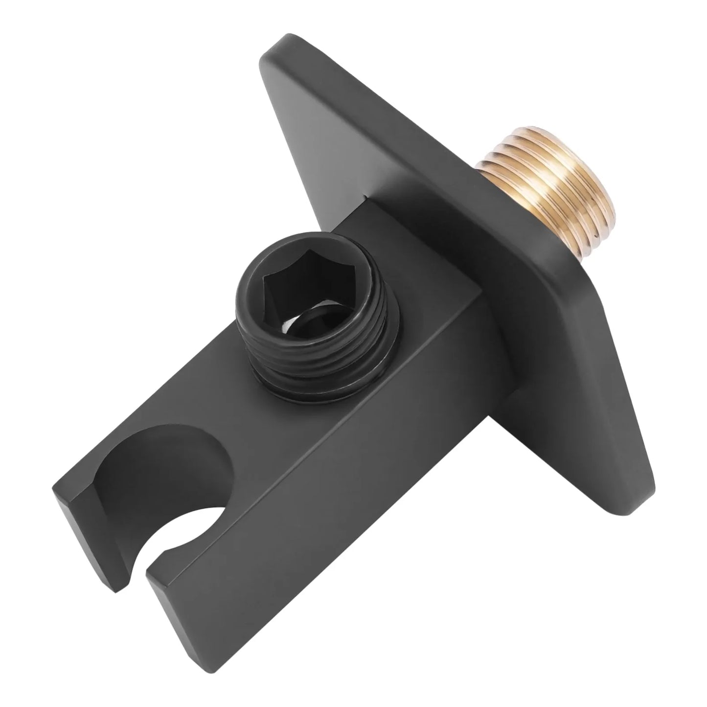 Mattschwarzes, geräuscharmes Duscharmaturen-Set mit Messing-Wandanschluss und Federschlauch