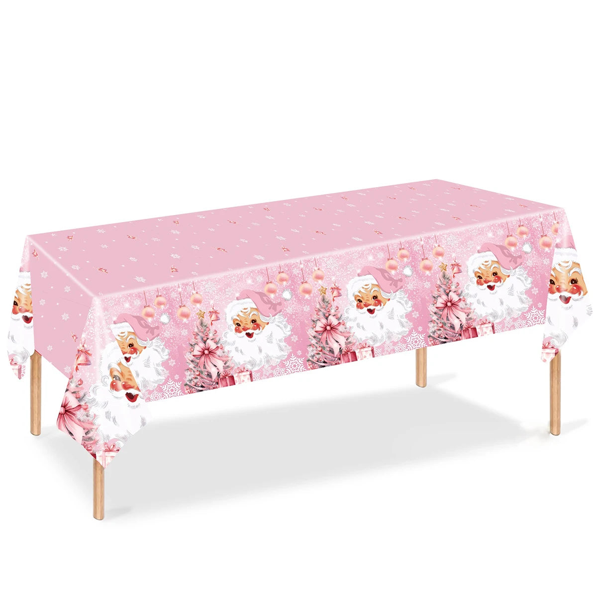 8Guests Pink Christmas Santa Claus Disposable Tableware Snowflake Santa Merry Christmas Decor 2025 Feliz Navidad Happy New Year