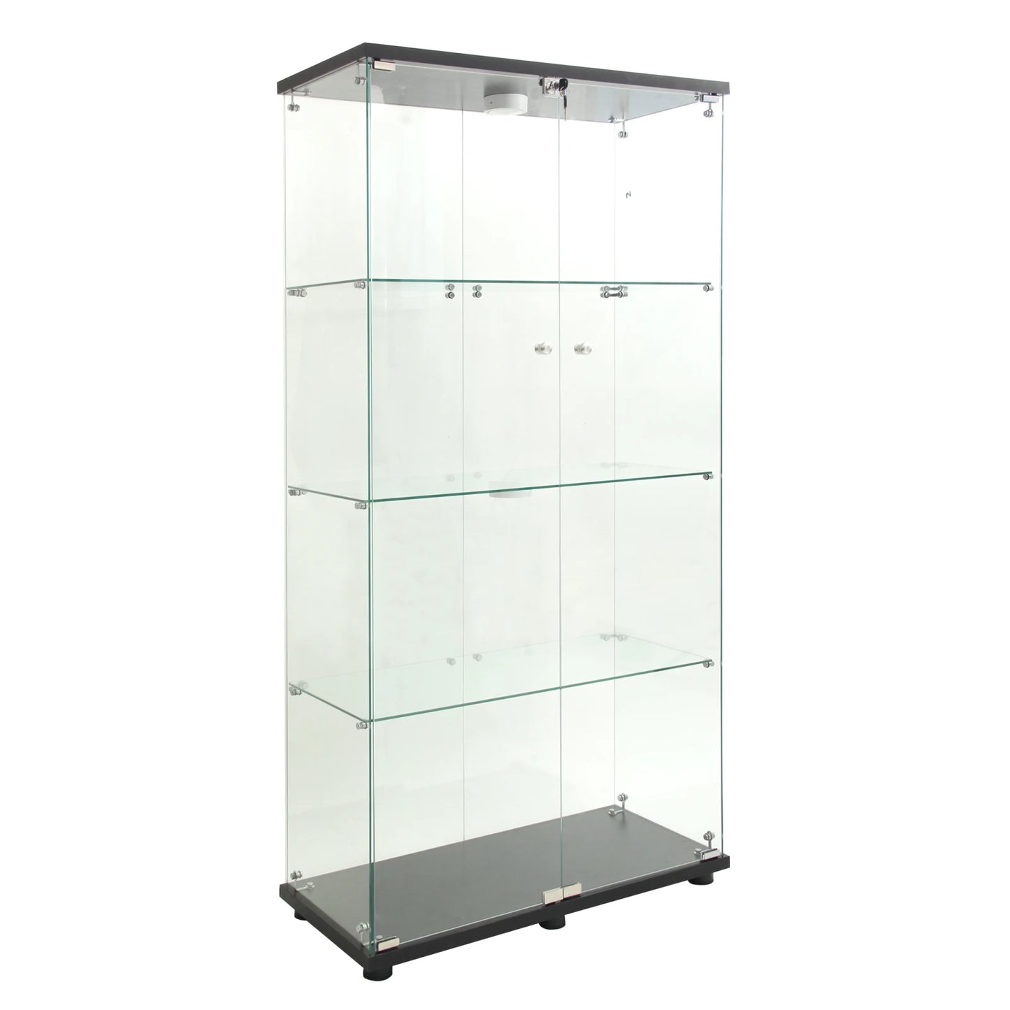 Rosahqnda Glasvitrine LED Beleuchtung 4 Regale 2 Türen 80x36x164 cm