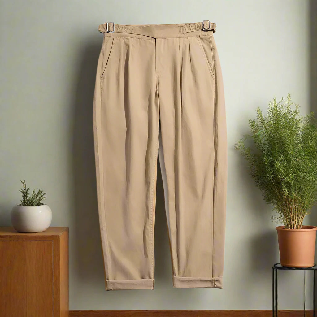 maden adjustable high waist khaki cargo pants vintage style for men