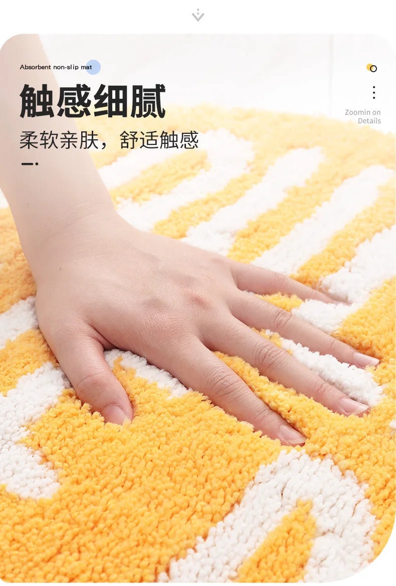 Creativity Doormat Cartoon Fruit Carpet Flocking Non-slip Bath Mat Lemon Peach Home Land Pad Bedroom Toilet Doorway Floor Mat