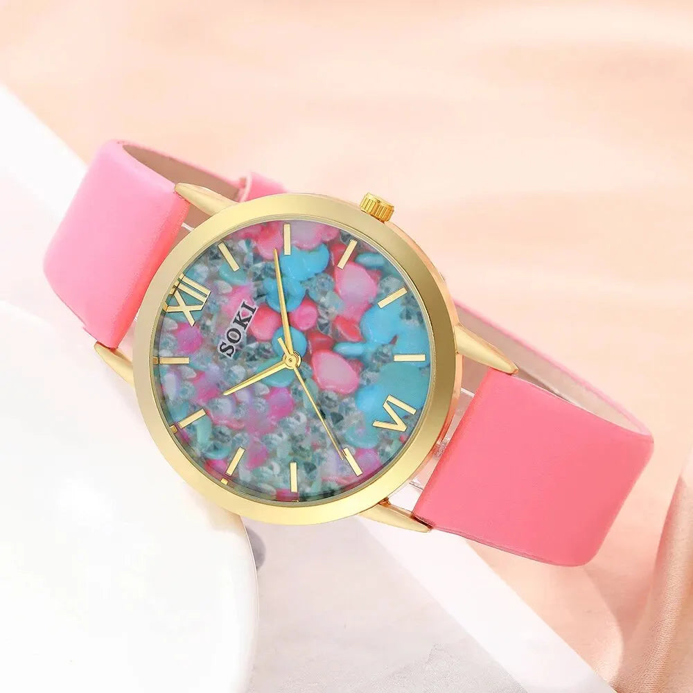 Luxus Damen Set Mode Strass - Uhr Ring Halskette Armband