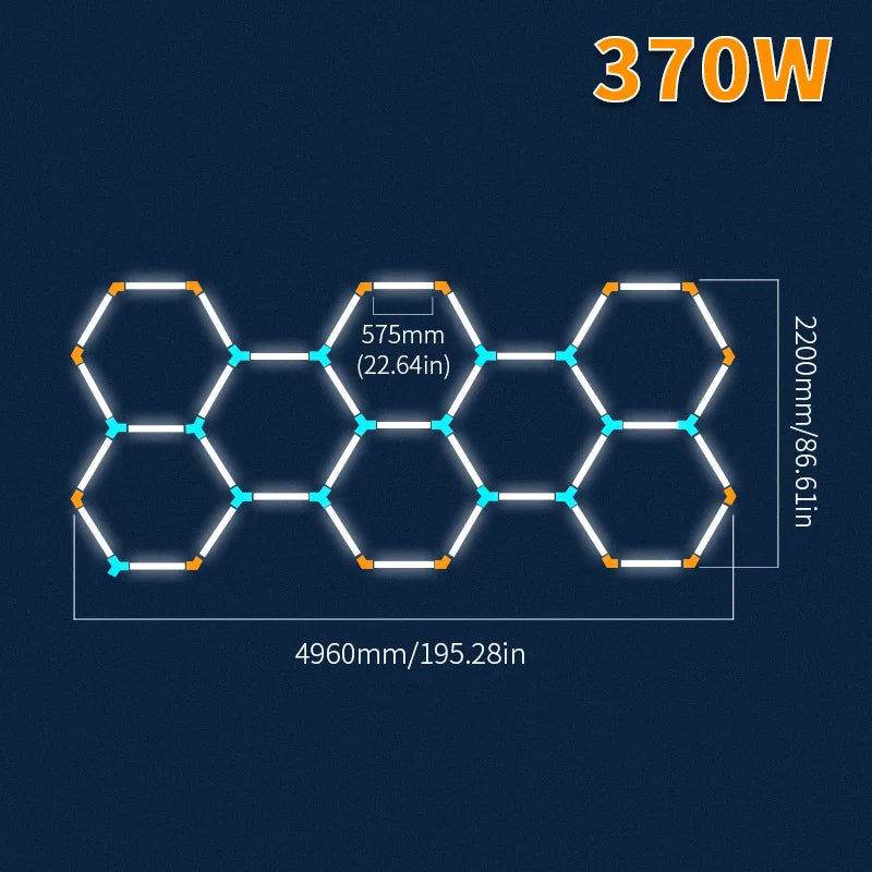 Hexagonal ceiling light BarberShop Car Garage LED Light 6500k LED tube for Gym Bar Hair Salon Library Workshop Auto Body Repair