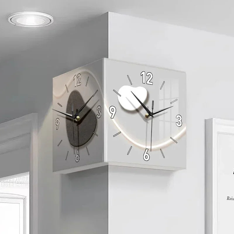 LED-Wanduhr 2025: Double-sided Creative Living Room Modern Art LED Light Corner Clocks Hanging Collection