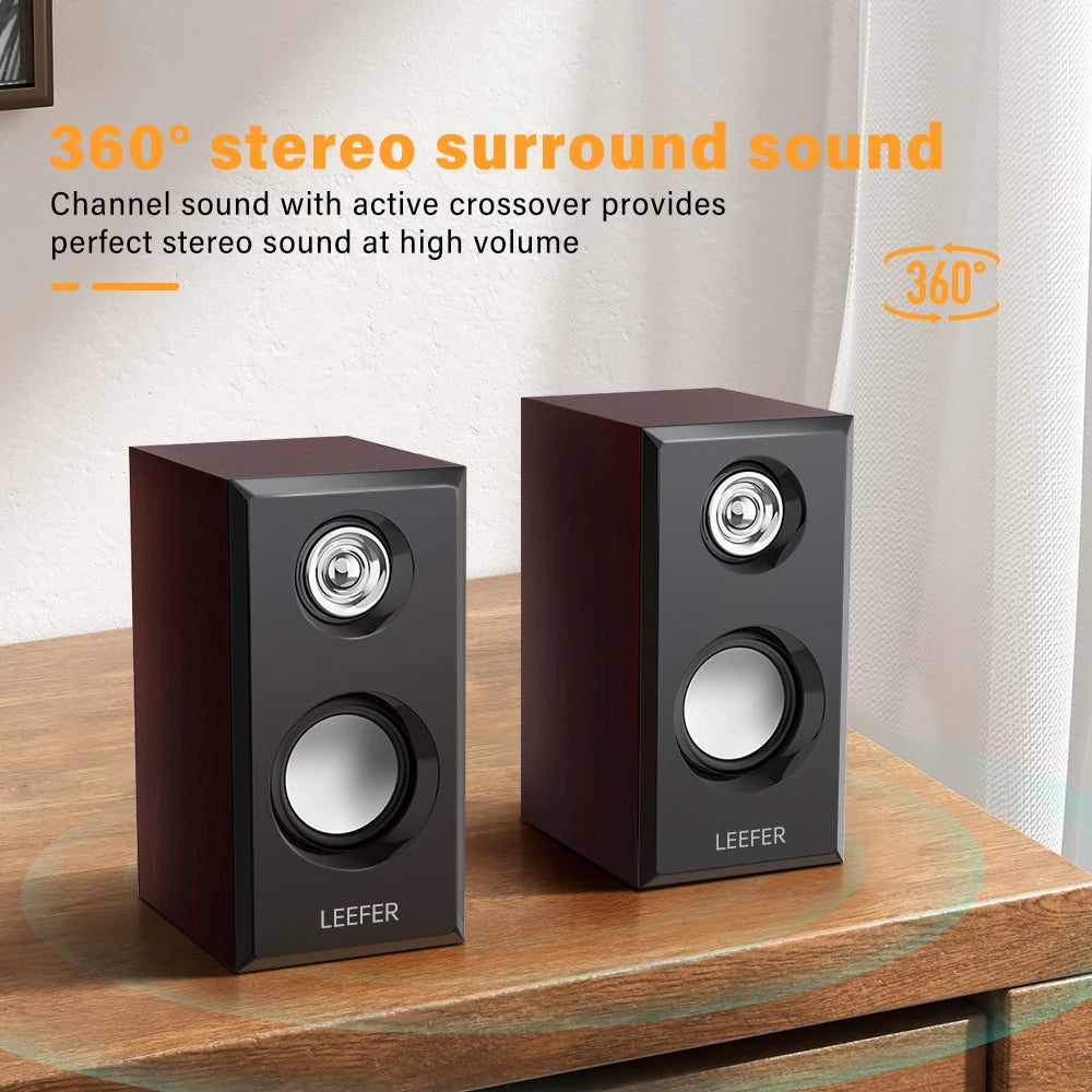 Computer-Lautsprecher 2025: Computer Desktop Wired Wooden Speakers - USB-powered 3.5mm Audio Jack Surround Sound 4D Speakers Smartphone Computer Speakers Collection