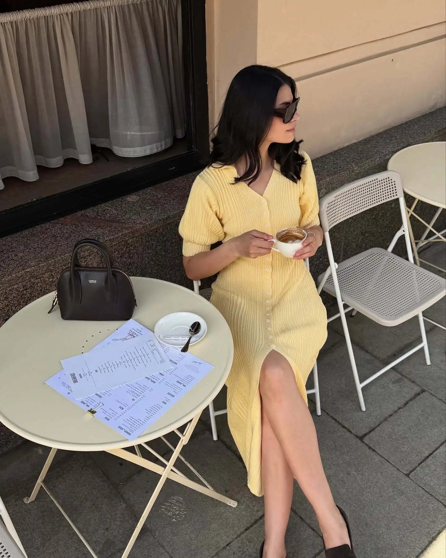 Tornova Lang Strickkleid Puffärmel - Größe Einheitsgröße, Material Polyester Spandex, Knöchel-Länge