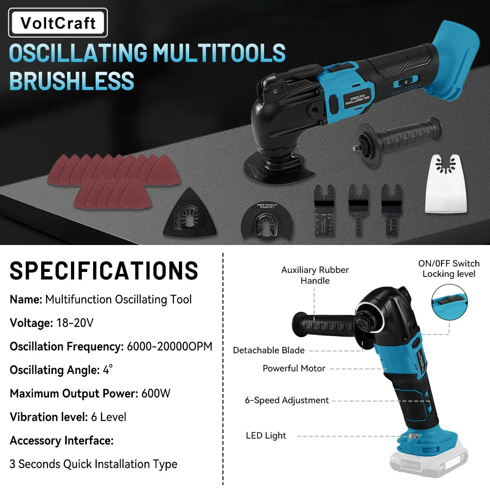 MultiPro M6 Bürstenloses Multitool - 6 Gänge 18V Akku 350W